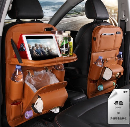 PU Leather Car Storage Bag Multifunction Seat Back  Waterproof Car Organizer