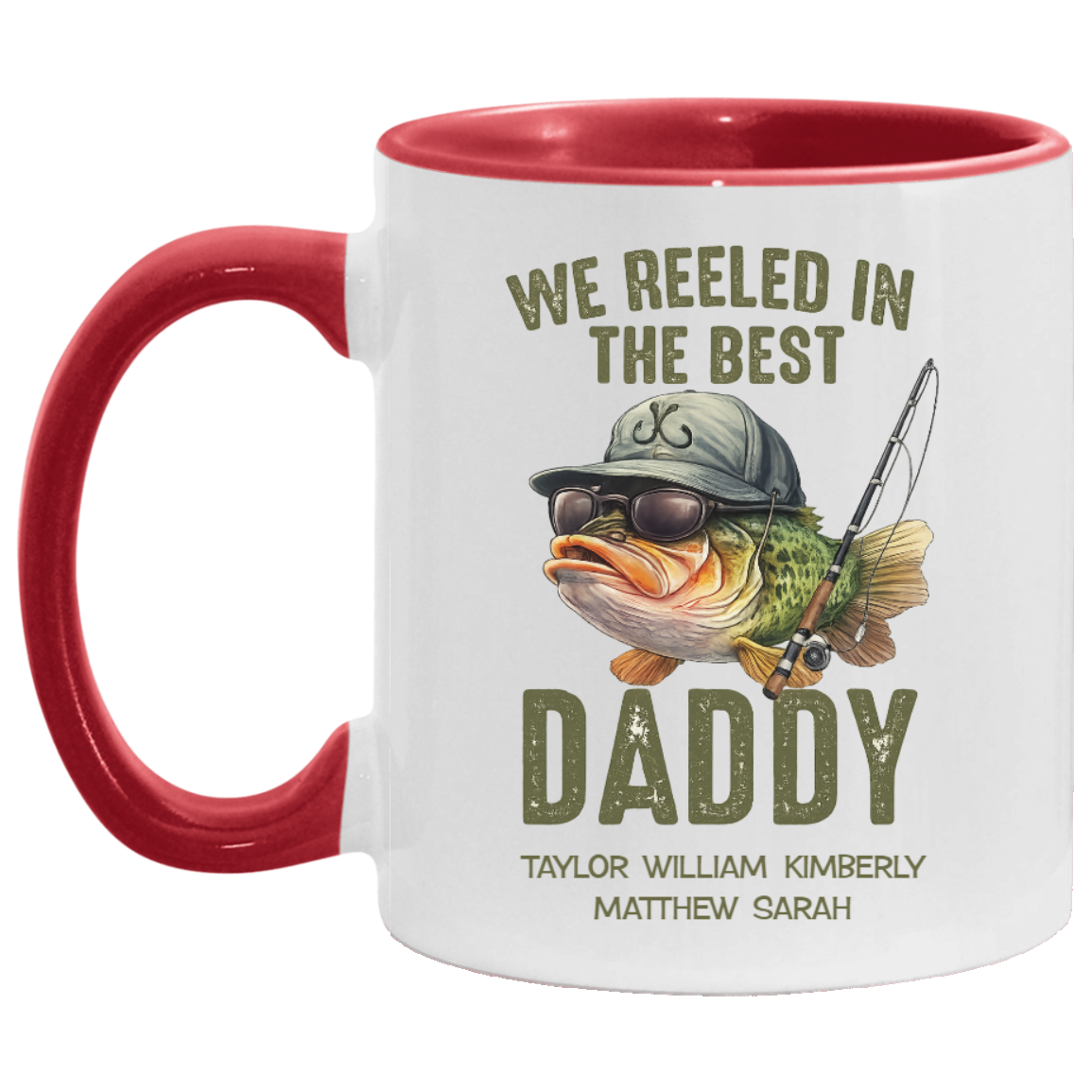 Personalized Fishing Dad Mug – We Reeled In The Best Daddy – Custom Kids Names Coffee Mug | Father's Day Gift for Dad, Daddy, Papa