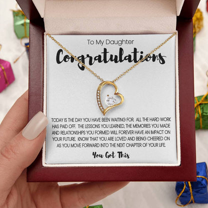To My Daughter - Congratulations Heart Necklace