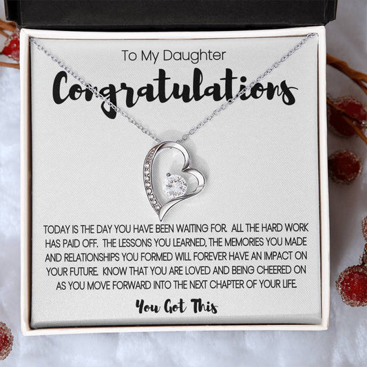 To My Daughter - Congratulations Heart Necklace