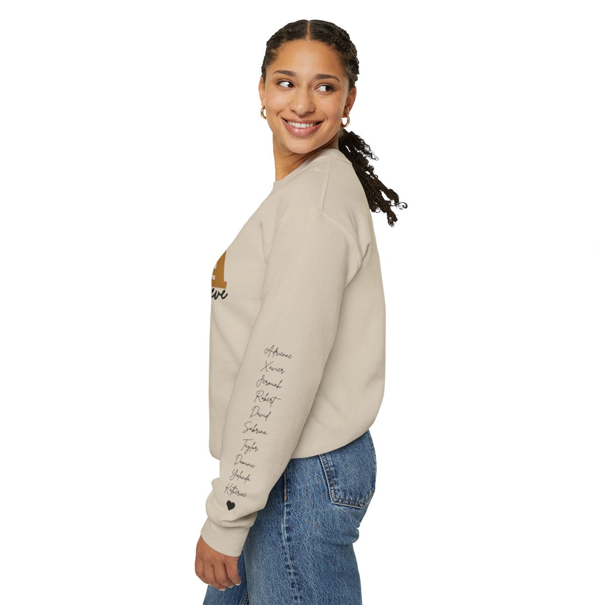 Personalized Mom Sweatshirt With Kids Names | This Mama Wears Her Heart On Her Sleeve