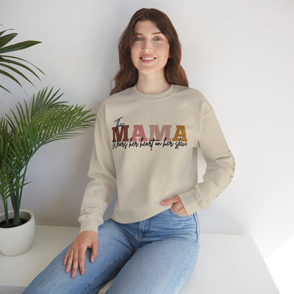 Personalized Mom Sweatshirt With Kids Names | This Mama Wears Her Heart On Her Sleeve