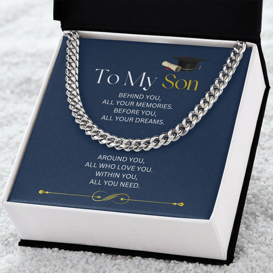 To My Son Cuban Link Chain For Graduation