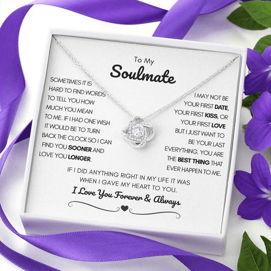 To My Soulmate Love Knot Necklace White