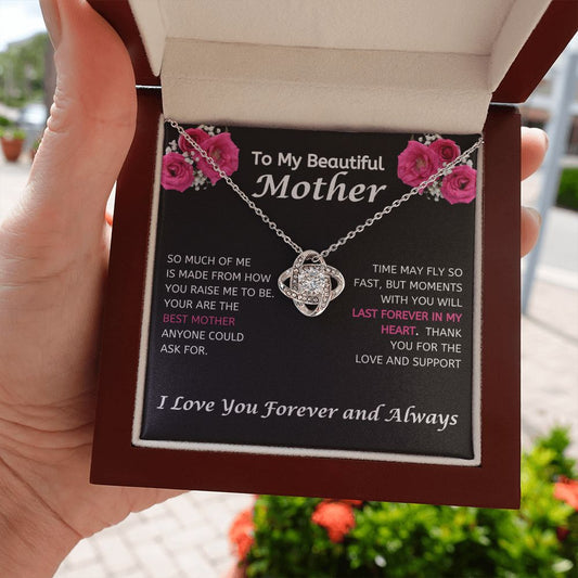 To My Beautiful Mother Love Knot Necklace Best Mother