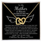 To My Mother In Heaven Interlocking Heart Necklace Black Background