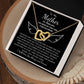 To My Mother In Heaven Interlocking Heart Necklace Black Background