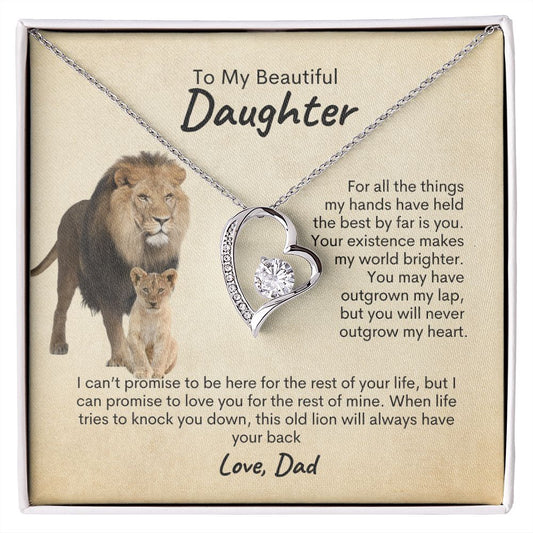 To My Daughter Forever Love Necklace From Dad Sand Lion and Cub